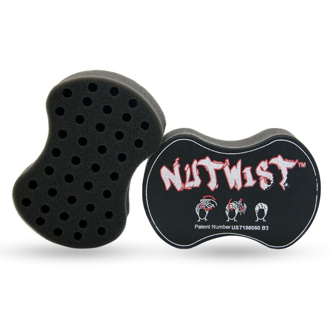 NuTwist Dread Twist Hair Sponge for Curls Black Men, Coils, and Twists - Hair Twisting Sponge Barber's Curling Care Brushes for Afro Curly Freeform Dreads, Curls Small Holes, Black
