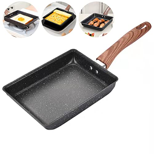 Japanese Omelette Pan-Tamagoyaki Nonstick Pan-Square Pan -Egg Roll Pan-Rectangle Frying Pan-Small Frying Egg Pan, Cooktop Safe, Easy to Clean,6.3 x 7.8 inch (Black)