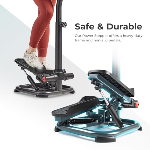 Sunny Health & Fitness 2-in-1 Premium Power Stepper with Resistance Bands, Low-Impact Cardio, Space-Saving, Height-Adjustable, with Enhanced Bluetooth Connectivity with Free SunnyFit App