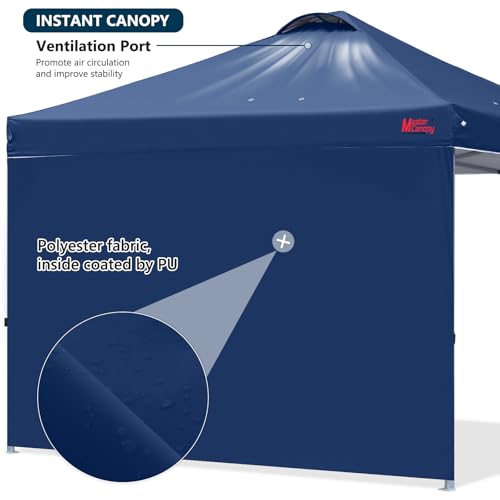 MASTERCANOPY Durable Pop-up Canopy Tent with 1 Sidewall (10'x10',White)