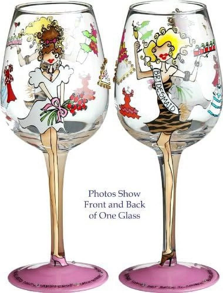 Bridesmaid Handpainted Wine Glass