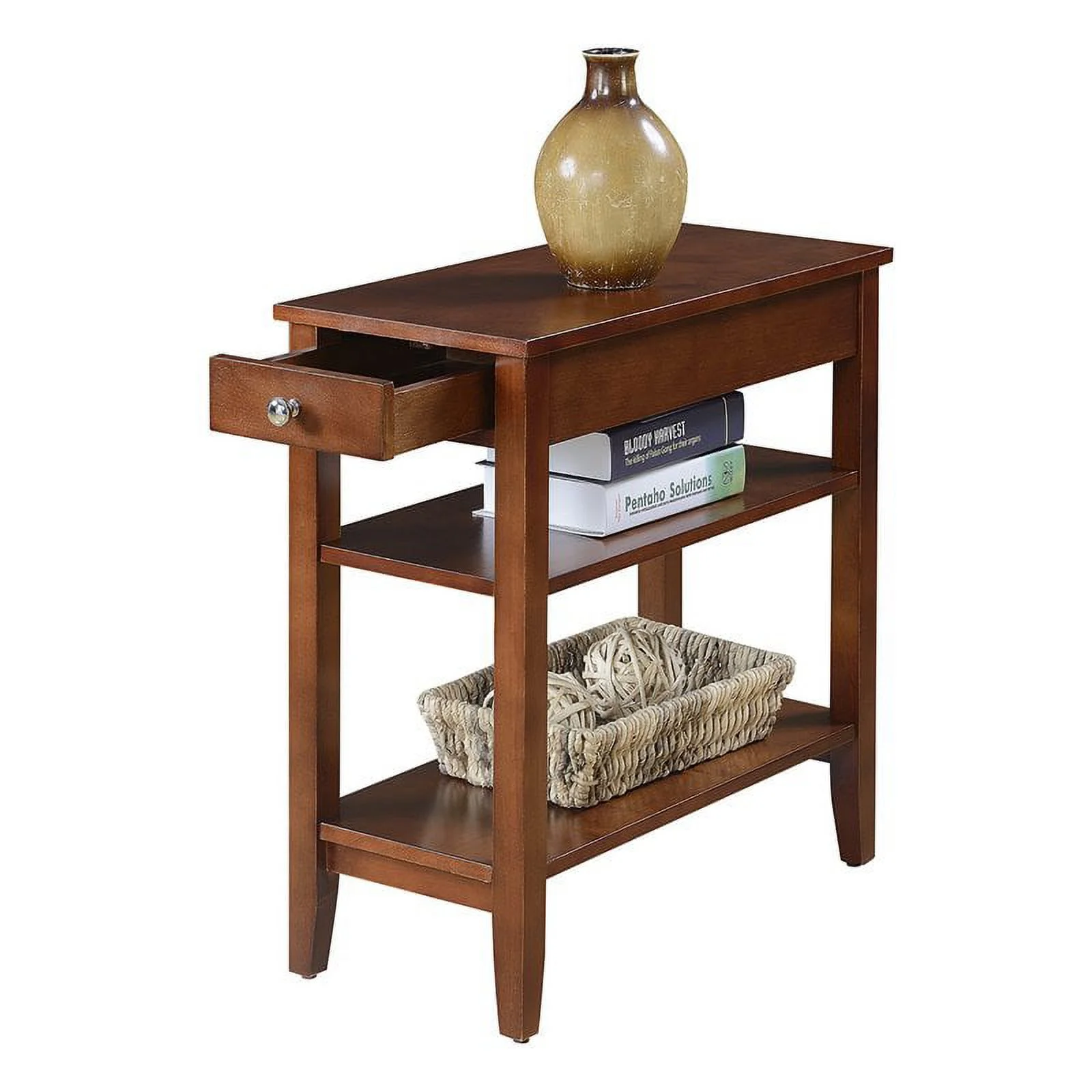 Pemberly Row Three Tiers Transitional Wood End Table in Mahogany