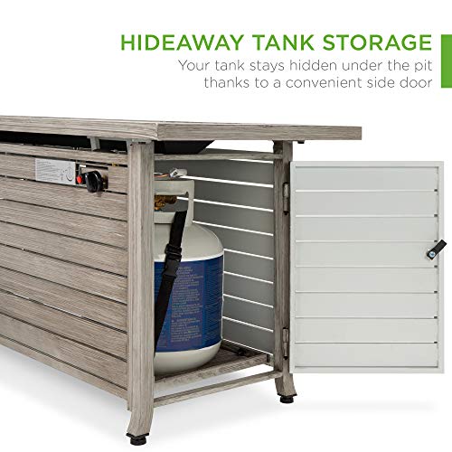 Best Choice Products 57in Propane Gas Fire Pit Table, 50,000 BTU Outdoor Rectangular Firepit for Outside, Patio w/Extruded Aluminum Table Top, Burner Lid, Storage, Cover, Glass Beads - Gray