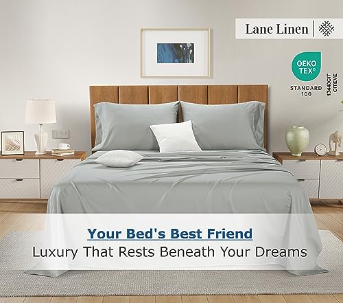 Lane Line 100% Egyptian Cotton Queen Sheet Set - 1500 TC, 4 PCs - Luxury Sateen Cotton White Bed Sheets Set - Hotel White Sheets Queen Set - 15