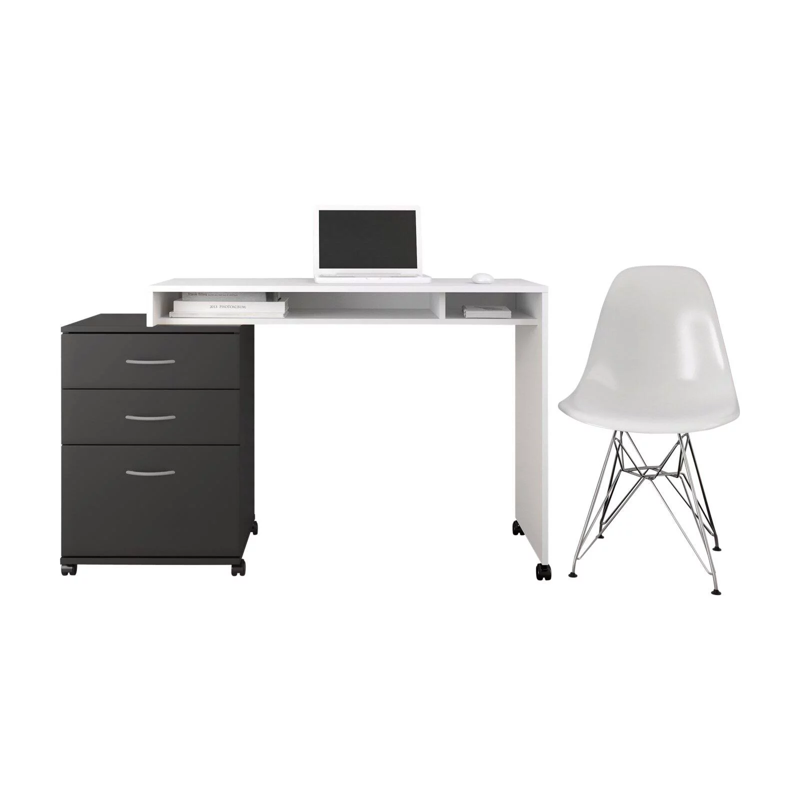 Essentials 2 Piece Home Office Set White and Black