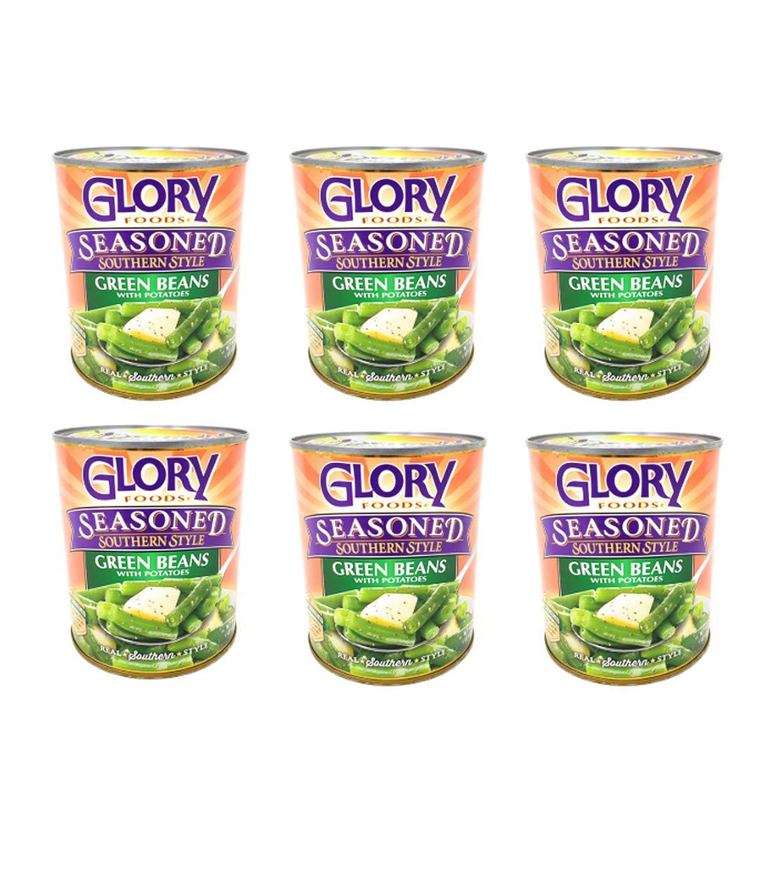 Glory Foods Seasoned Southern Style Green Bean w/Potatoes (6 Pack, Total of 174oz)