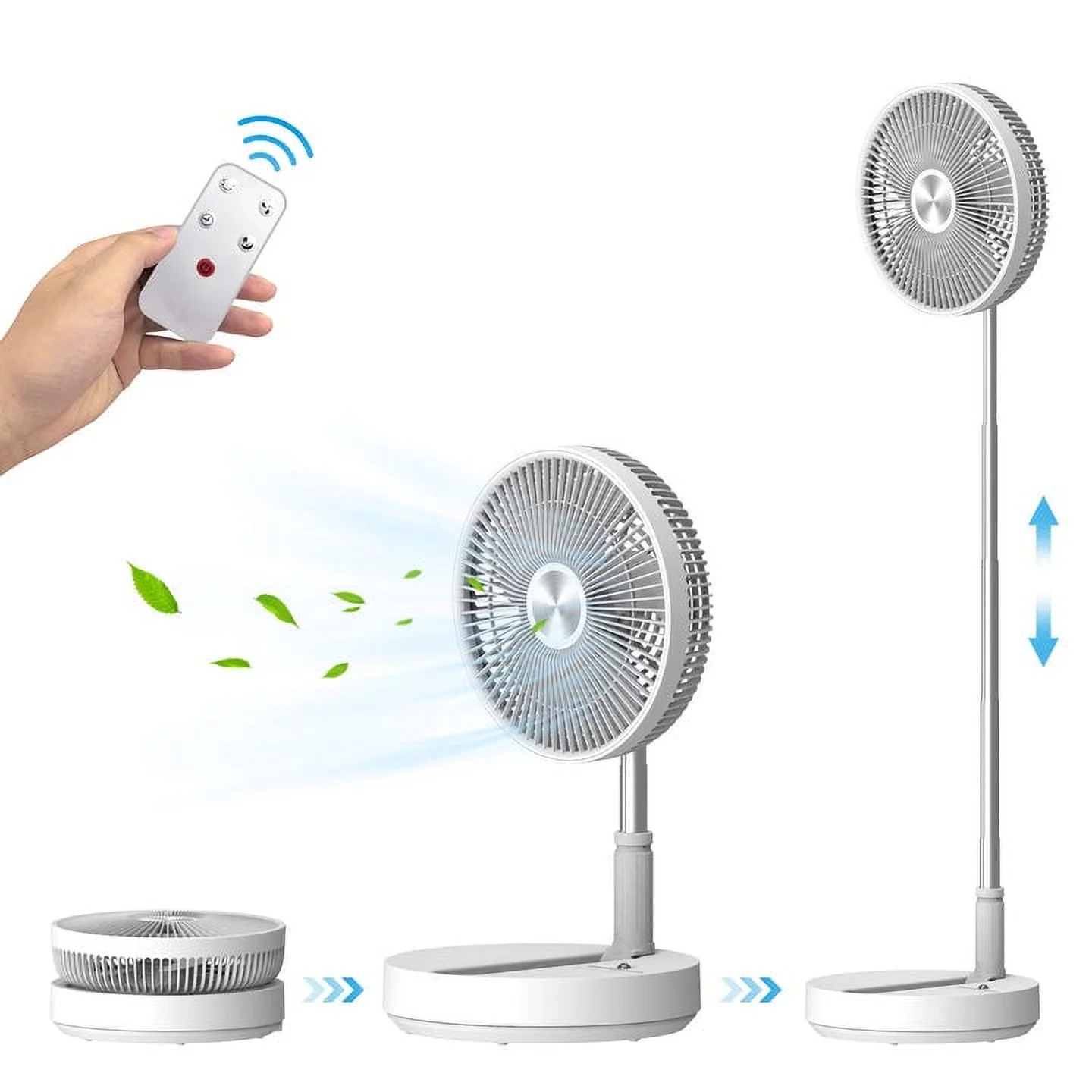 Comfier Foldable Portable Table Fan, Height Adjustable Pedestal Fan, Auto-Oscillating Desk Fan, Remote Control Standing Fan, Bedroom,Travel, Home, Office