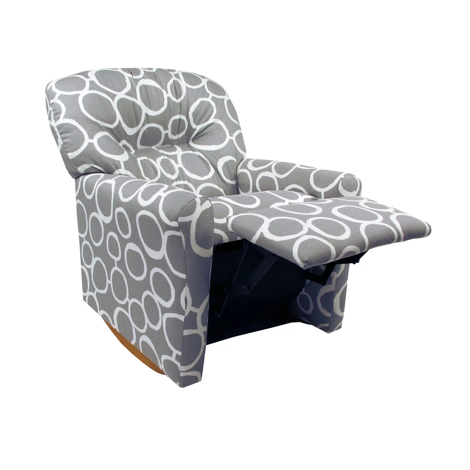 Dozydotes Contemporary Freehand Storm Cotton Kid Rocker Recliner in Gray