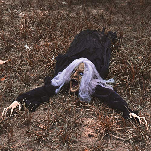 FUN LITTLE TOYS Halloween Zombie Climbing Groundbreaker Witch Decoration, Bendable Arms and Evil White Eyes Scary for Outdoor Halloween Graveyard Garden,Yard, Lawn, Patio, Haunted House Props