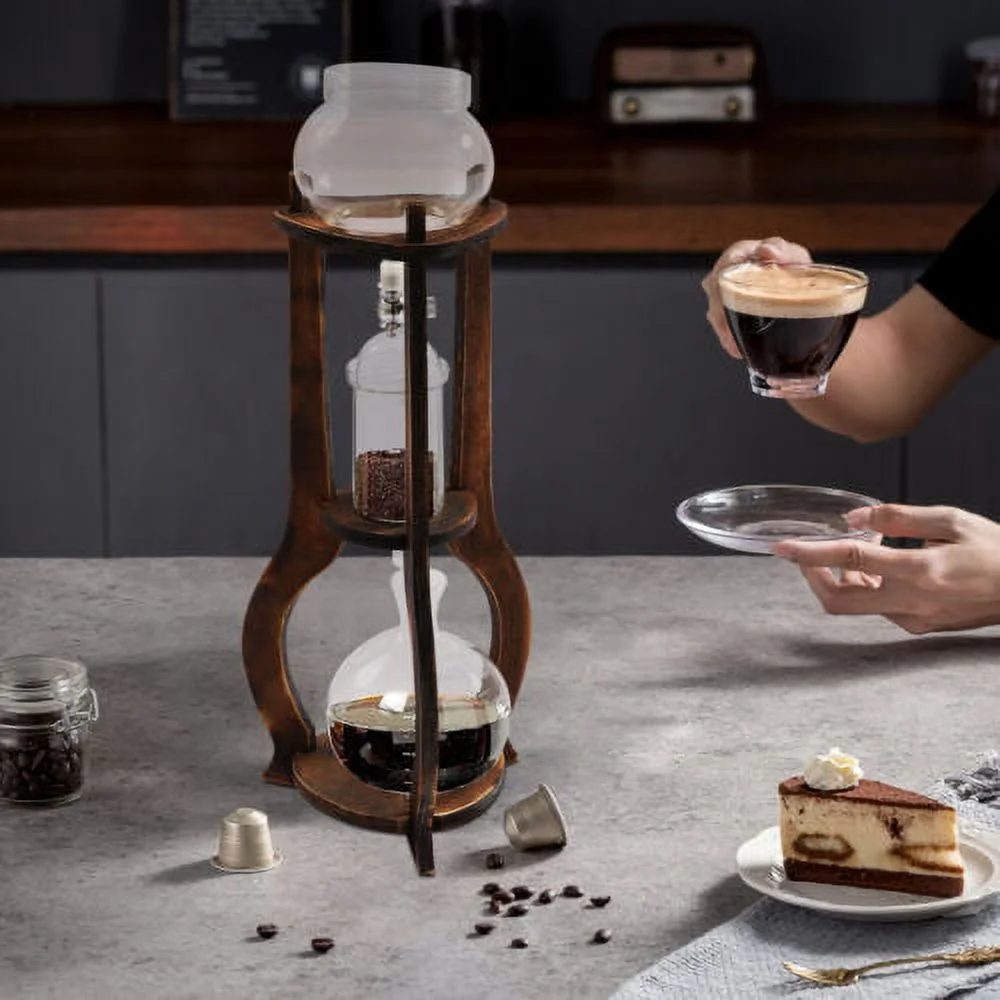 OUKANING 600ml 6-8 Cups Coffee Cold Brew Coffee Maker Transparent Glass Adjustable Drip Tower Coffee Maker