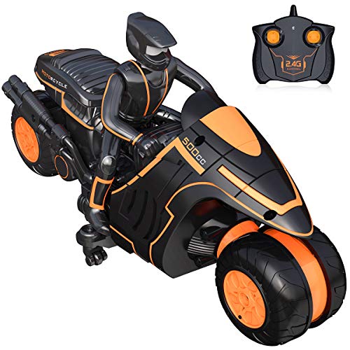 Remote Control Motorcycles, 360° Spinning Action Rotating Drift Stunt Motorbike 2WD High Speed Rc Motorbikes 2.4Ghz Radio Control Motorcyle with Riding Figure Toys for Kids Boys