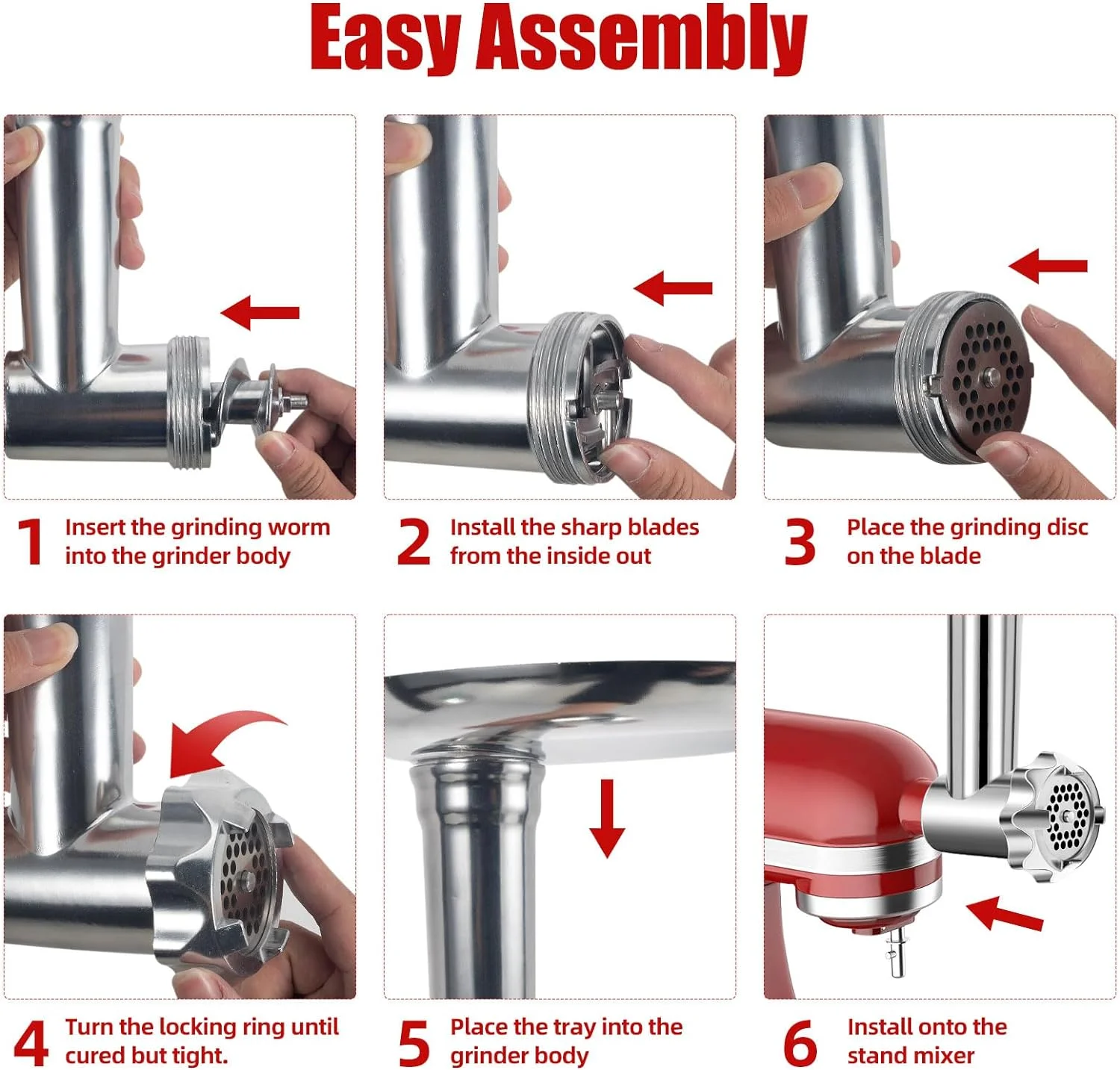 Stainless Steel Meat Grinder Attachments compatible with KitchenAid Stand Mixers, Electric Tomato Strainer & Food Meat Grinder Perfect Attachment compatible with KitchenAid Mixers(Mixer Not Included)