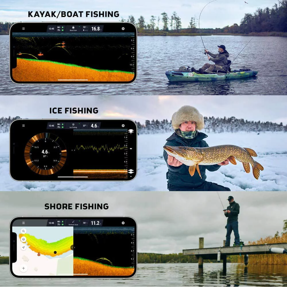 Deeper PRO Smart Sonar Castable and Portable Smart Sonar WiFi Fish Finder for Kayaks and Boats on Shore Ice Fishing Fish Finder
