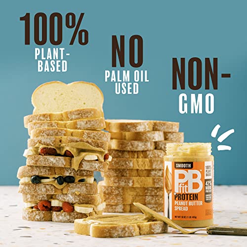 PBfit Peanut Butter, Protein-Packed Spread, Peanut Butter Spread, 16 Oz (Pack of 2)