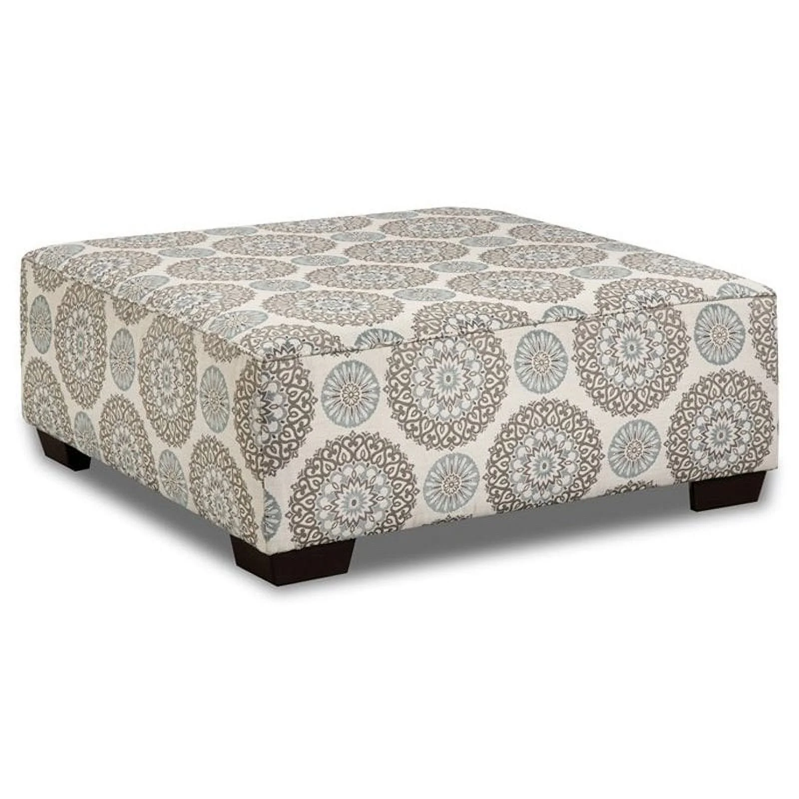 Pemberly Row Oversized Square Ottoman for Coffee Table in Medallion Fabric