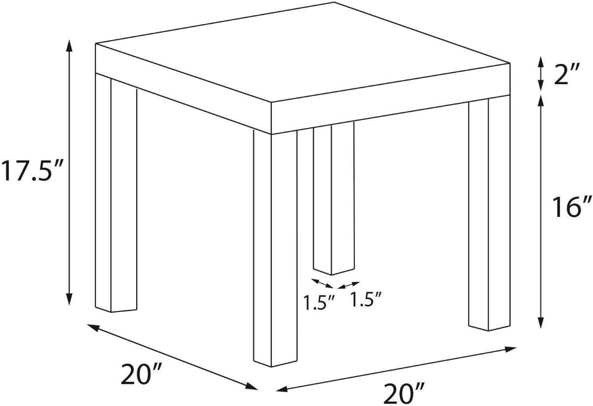 Parsons End Table, Multiple Colors. Contemporary Style and Simple Functionality. MDF Laminate. Perfect for Home and Office Use. Easy for Anyone to Assemble with No Tools Required. Easy to Care For. End Table Dimensions: 20