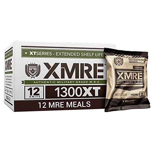 XMRE 1300XT MRE Meals 2022 Bulk | Military Grade | For Survival Kits & Hurricane Preparedness Items | Emergency Food Supplies | Food Packs w/ Flameless Ration Heater | USA Made
