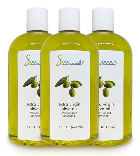 Soapeauty Extra Virgin Olive Oil | 100% Pure & Natural Unrefined Cold-Pressed Carrier Oil | Massage & Body Oil | for Skin, Face, Hair, and Soap Making | Carrier for Essential Oils - 32 Fl Oz