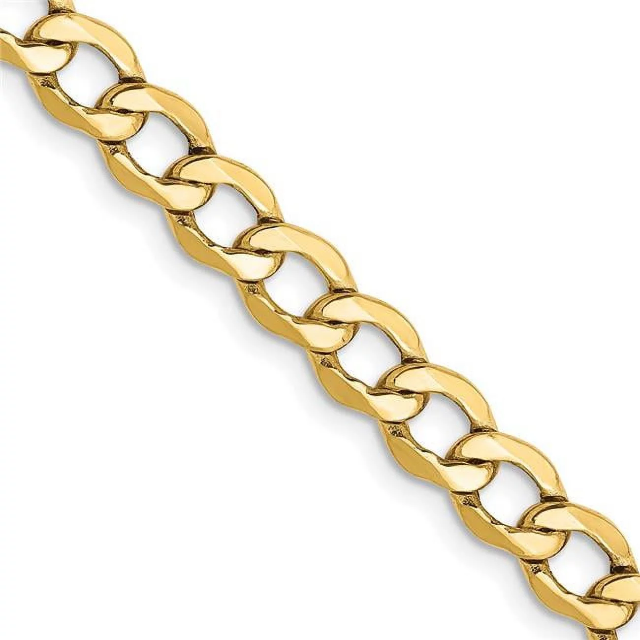 10K Yellow Gold 5.25 mm Semi-Solid Curb 24 in. Link Chain