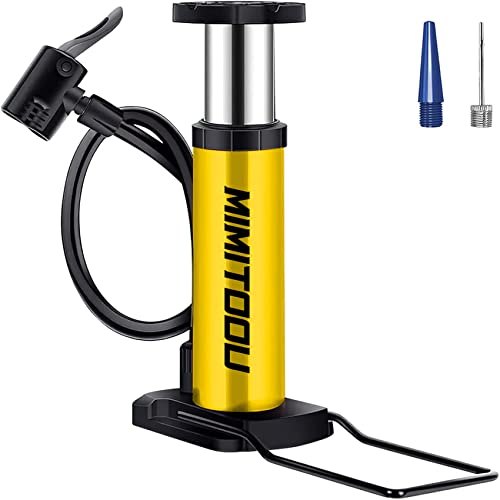 Bike Pump, Mini Bicycle Pump Portable Bike Floor Pump with Presta and Schrader Valves Aluminum Alloy Floor Bicycle Air Pump Compact Mini Bike Tire Pump, Extra Valve and Gas Needle for All Bike