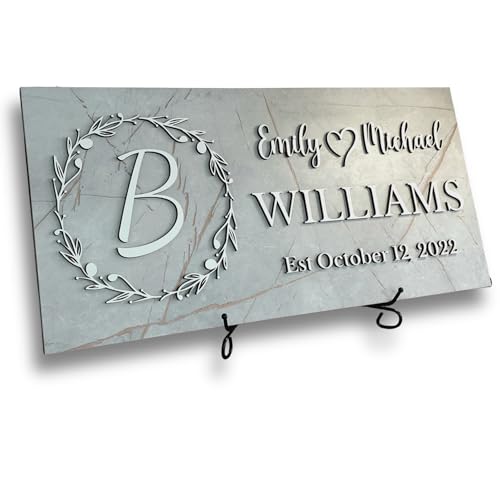 Personalized Wooden Monogram Family Sign with Couples Names, Custom Name Sign, Unique Wedding Gift for Couples, Rustic Established Date Plaque, Gifts for Wife