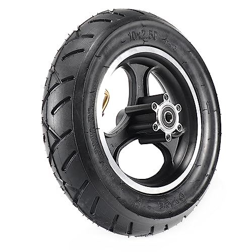 10inch Scooter Tire, 10x2.50 Inflatable Front Wheel Pneumatic Tire with 10x2.50 inner tube aluminium Wheel Hub Compatible with GOTRAX GMAX electric scooter
