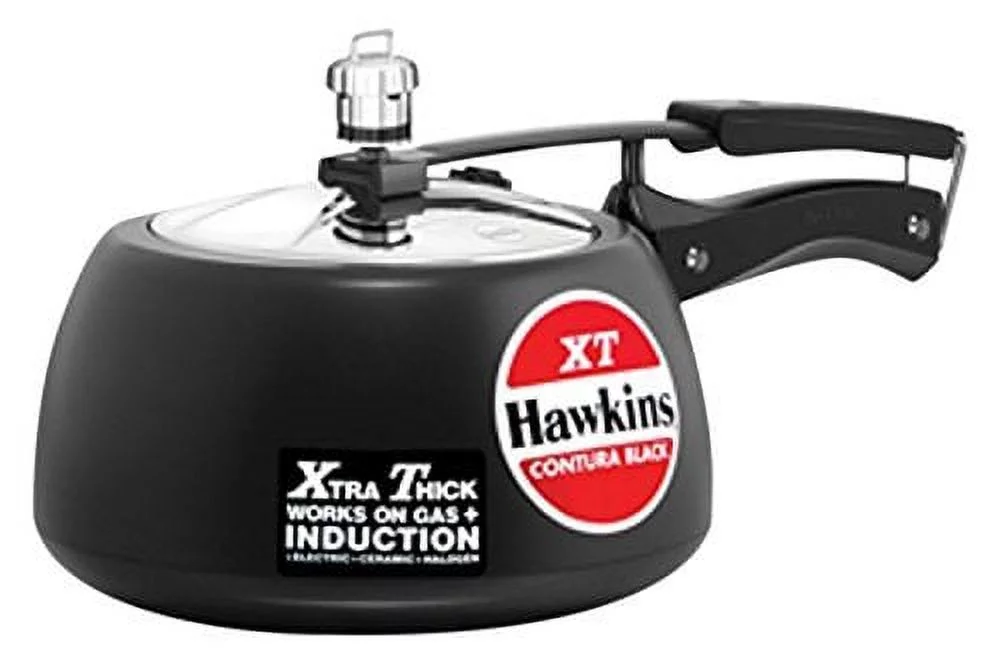 Hawkins Contura Hard Anodized Induction Compatible Extra Thick Base Pressure Cooker, Black, 5L by Hawkins