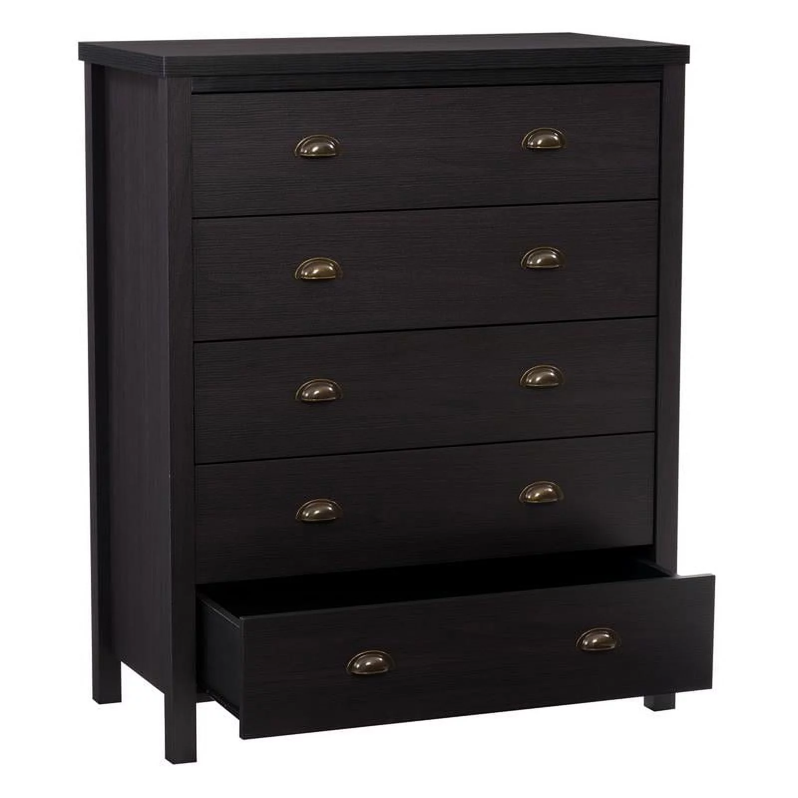 Boston Black Engineered Wood Grain Finish 5 Drawer Tall Dresser