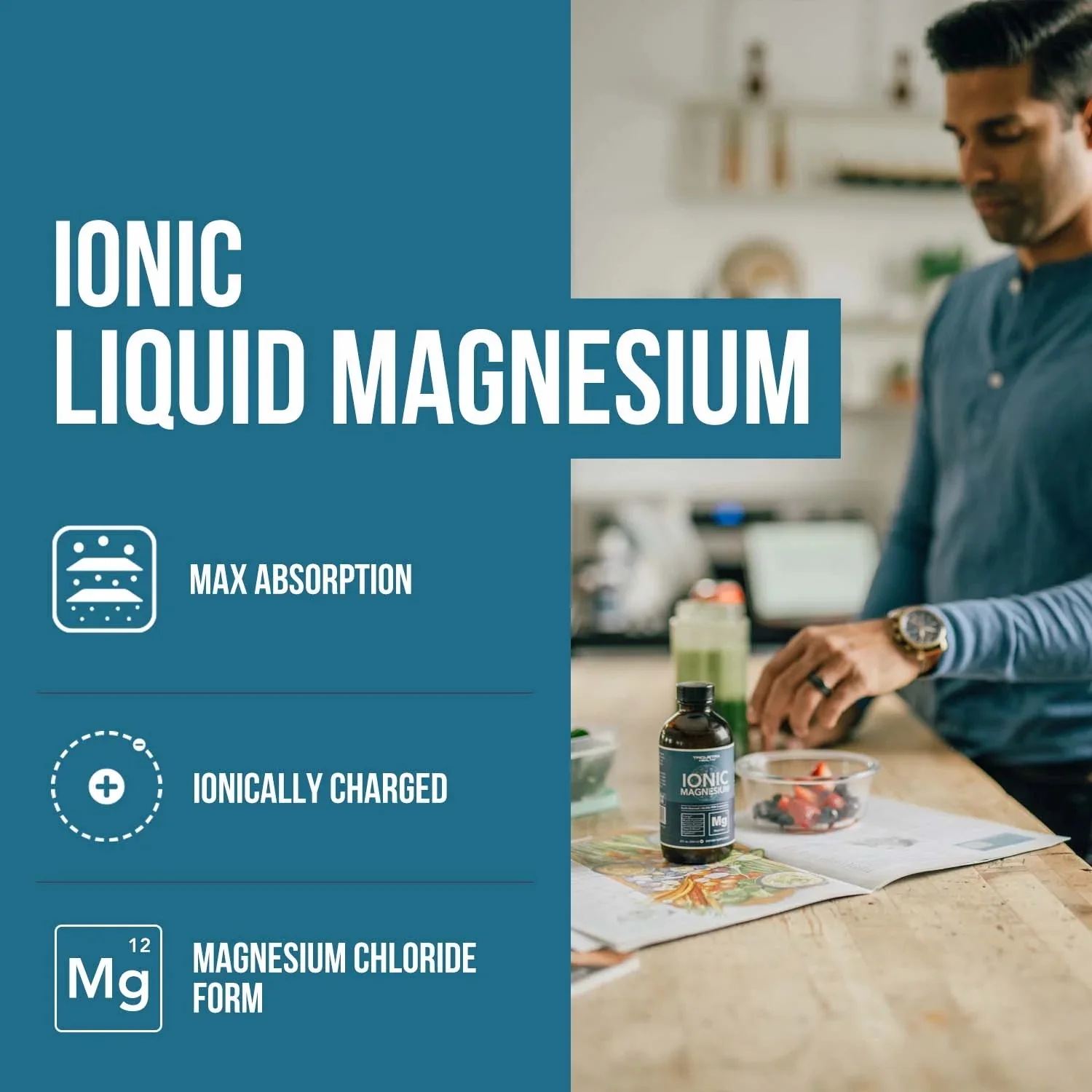 Ionic Liquid Magnesium (96 Servings) Highest Absorption Magnesium Chloride, Picometer Particle Size, Glass Bottle, Ionically Charged, Same Form of Magnesium Found in Vegetables (8 oz.)