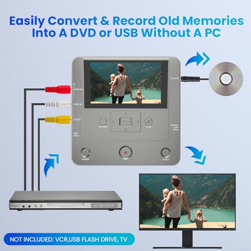 VHS to DVD Recorder, TV to USB Device or SD Card or HDD Recorder, Smart Phone WiFi to DVD/USB/SD/HDD Copy, WiFi APP Media Recorder【Comes with 10 Free DVD-R 】