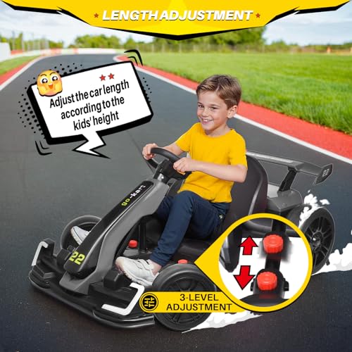 Blitzshark 24V Kids Go Kart 300W Powerful Drift Kart Electric Pedal Kart Outdoor Race Toy, with 2X150W Strong Motor, 7AH Big Battery, Drift/Sports Mode, Green