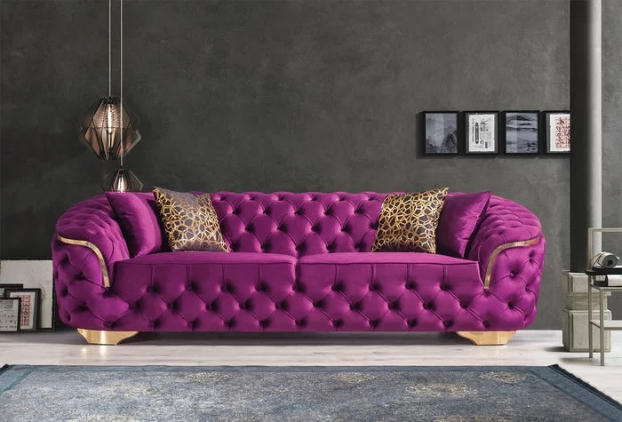 Lupino Purple Velvet Sofa & Loveseat