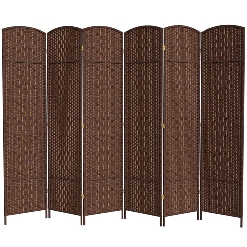 Red Lantern 7 ft. Tall Diamond Weave Dark Beige-6 Panels Room Divider