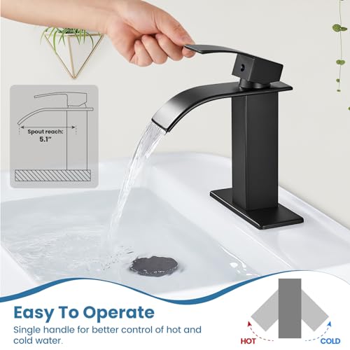 Airuida Brushed Gold Tall Waterfall Bathroom Vessel Sink Faucet Modern Bathroom Vanity Faucet Single Handle Single Hole Farmhouse Bar Mixer Tap Washbasin Faucet Deck Mount