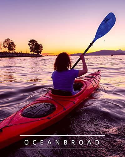 OCEANBROAD Adjustable Kayak Paddle 86in/220cm to 94in/240cm Kayaking Boating Canoeing Oar with Paddle Leash 1 Paddle