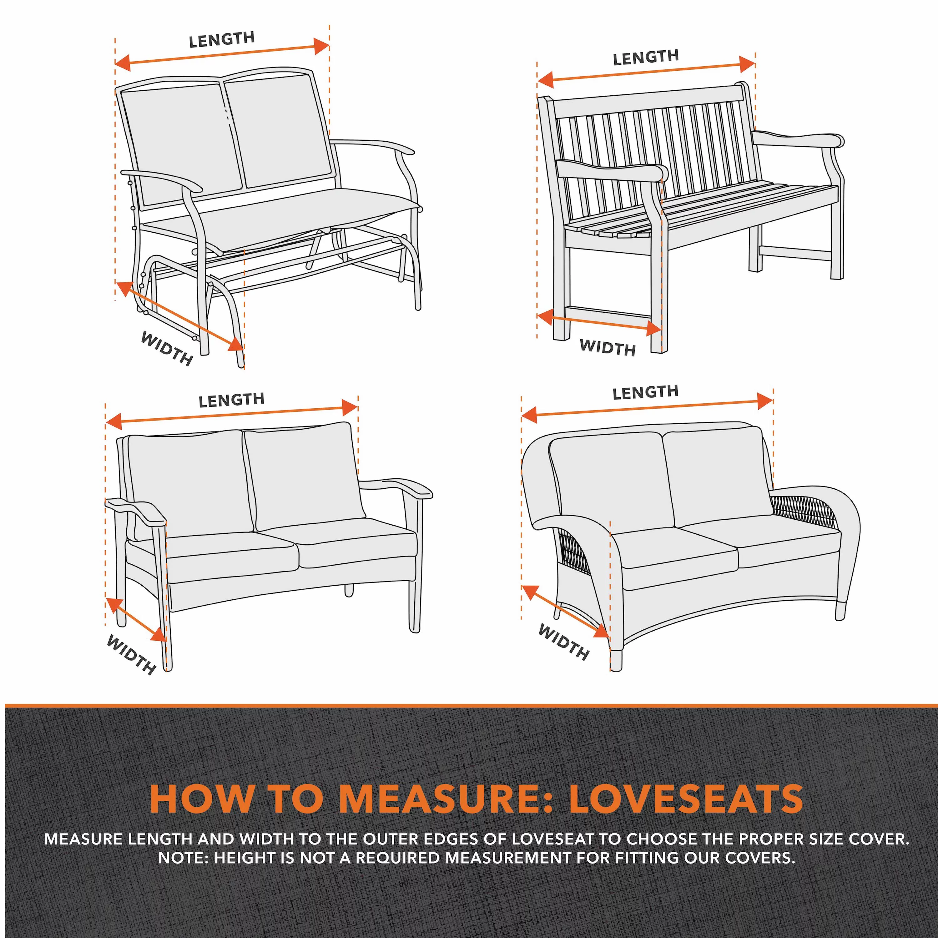 Modern Leisure Garrison Patio Loveseat Cover, Waterproof, Small, 55