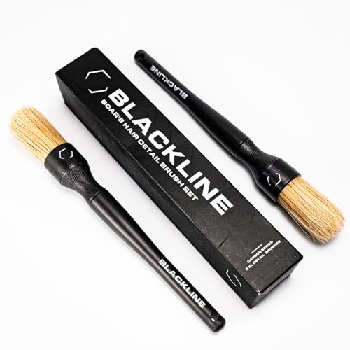Blackline Car Detail Brushes- Luxury Car Detailing Brush Set for Interior and Exterior - Best Auto Detailing Brushes - Premium Car Detailing Brushes (Ultra Soft Bristles)