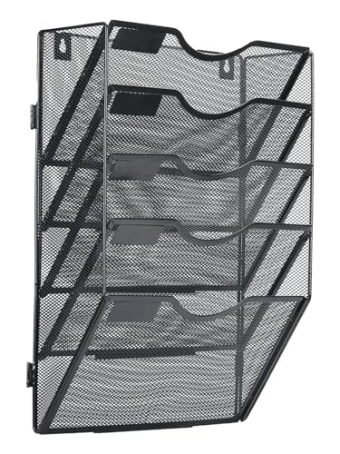 Hanging Wall File Organizer 3 Pocket, Wall Mounted Mail Document Holder Paper Storage Rack, Wall Organization for Office Home Classroom, Black