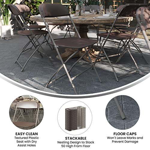 EMMA + OLIVER Set of 2 Plastic Folding Chairs - 650 LB Weight Capacity Lightweight Stackable Folding Chair in White