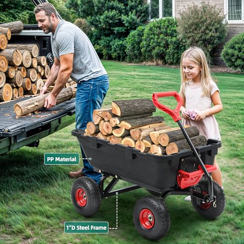 800lbs Garden Dump Cart, Heavy Duty Yard Dump Wagon with 10