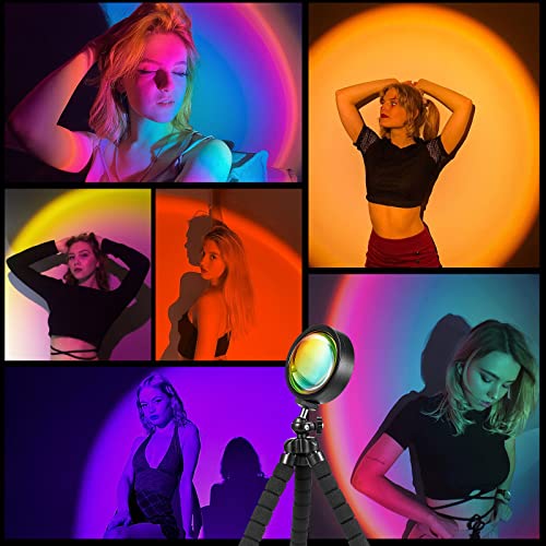 Sunset Lamp Projector, Multiple Colors with APP & Remote Control, 360 Rotation LED Sunset Projection Lamp for Photography/Party/Gift/Home Decor