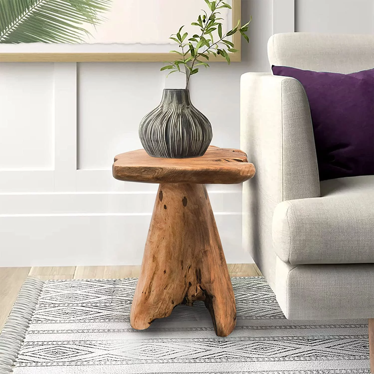 Natural Irregular Shape Tree Stump End Table Plant Stand 14