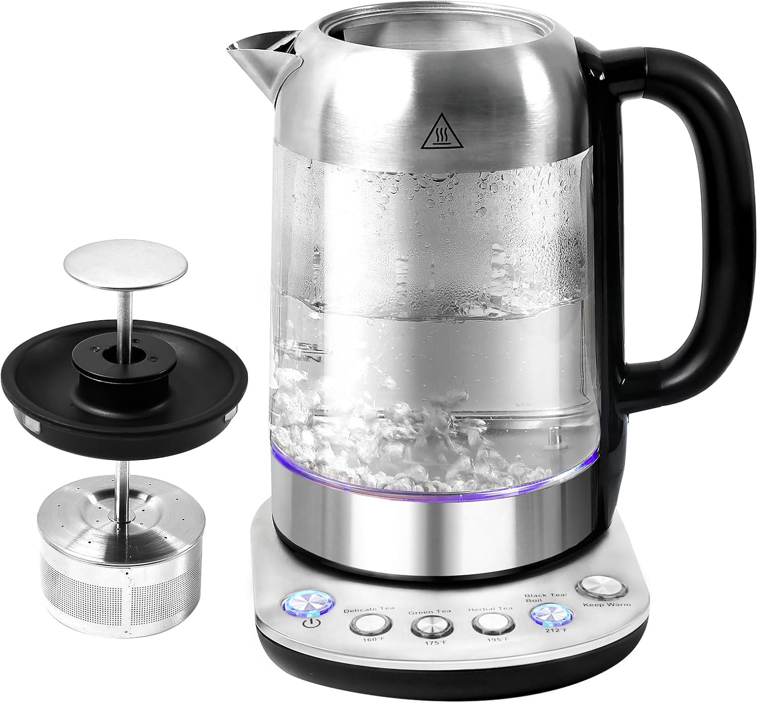 Davivy Smart Electric Kettle with Temperature Control & Tea Infuser - 1500W Quick Boil, Keep Warm Function, Dry-Boil Protection - 1.7L Borosilicate Glass Water Boiler & Tea Maker