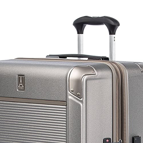 Travelpro Platinum Elite Hardside Expandable Carry on Luggage, 8 Wheel Spinner, TSA Lock, Hard Shell Polycarbonate Suitcase, Metallic Sand, Compact Carry on 20-Inch