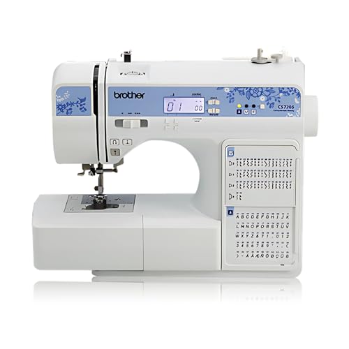 Brother CS7205 Computerized Machine, 150 Built Stitches, 1 Font, Wide Table, 11 Sewing Feet, White