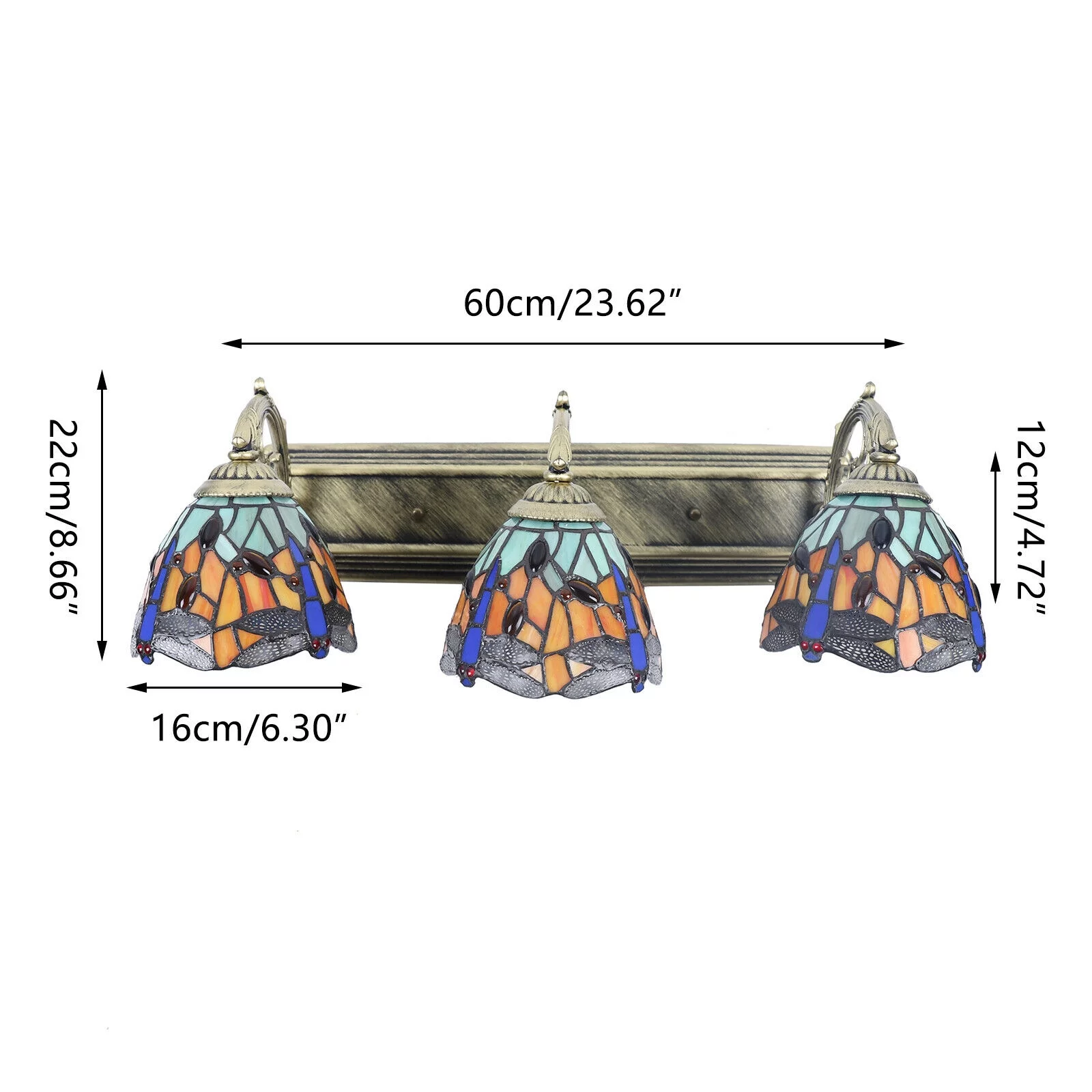 TFCFL Dragonfly Wall Sconce Lamp Stained Glass Bathroom Tiffany Style Lighting Fixture
