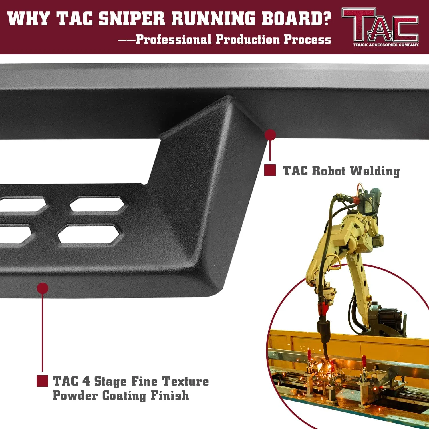 TAC Sniper Running Boards Fit 2007-2018 Silverado/Sierra 1500|2007-2019 2500/3500 Extended/Double Cab (Incl. 2019 Silverado 1500 LD/Sierra 1500 Limited) Truck Pickup 4
