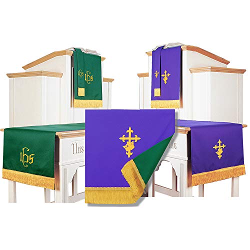 GraduatePro Set of 3 Reversible Parament Set Red White with Embroidered Gold Latin Cross