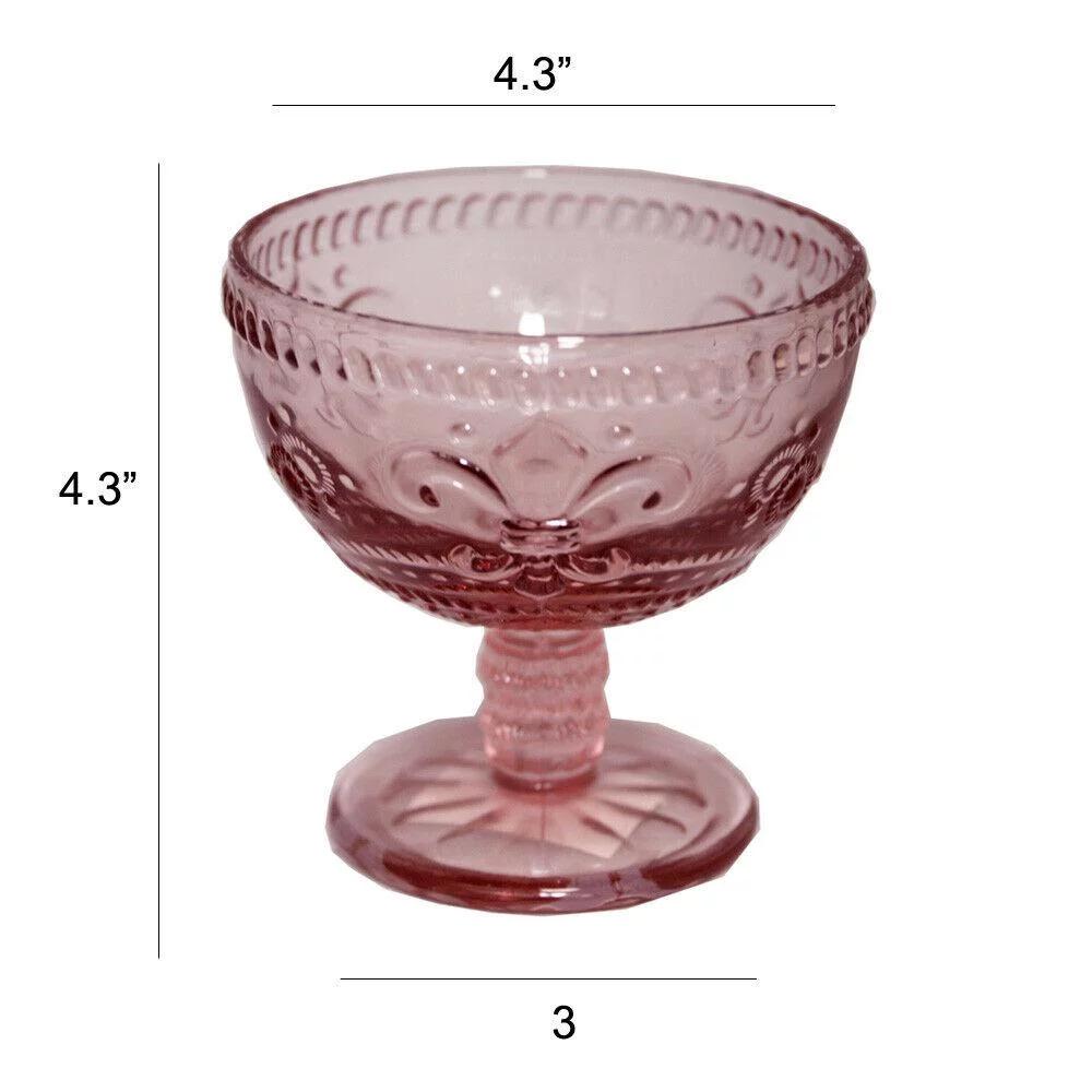 Vintage Pressed Colorful Glass Dessert Bowls (12 oz. set of 4) - Light Purple