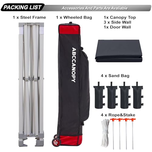 ABCCANOPY Easy Pop Up Canopy Tent with Sidewalls 10x10 Commercial -Series, White